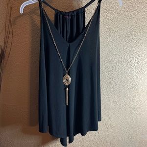 First love black halter top with a necklace